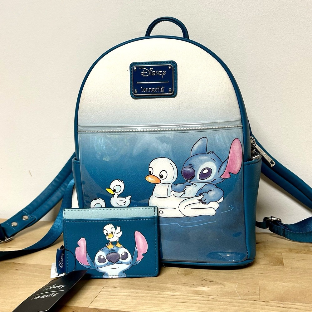 Loungefly Disney Stitch and Ducklings Mini Backpack Matching Cardholder Set Lilo